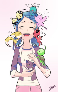 zoe-oneesama:  It’s hard being so popular, isn’t it, sugar?Marinette and the Seven Gods by @imthepunchlord