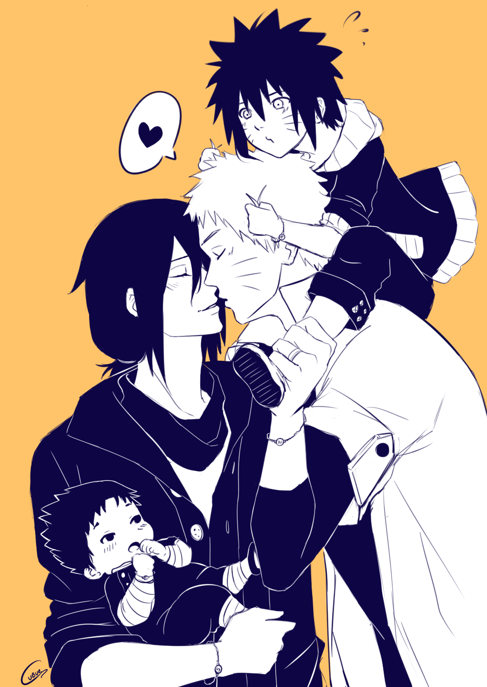 solochely:  cubur:  Give me a KISS! ♥   Ahhh   I love to draw Sasuke hair like