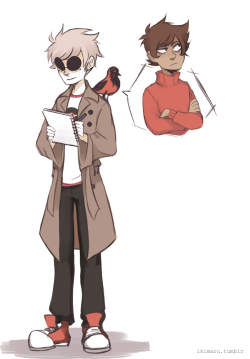 commission for theprincesknight!it’s from an au, Dave is a detective and Kankri is the crow uvu