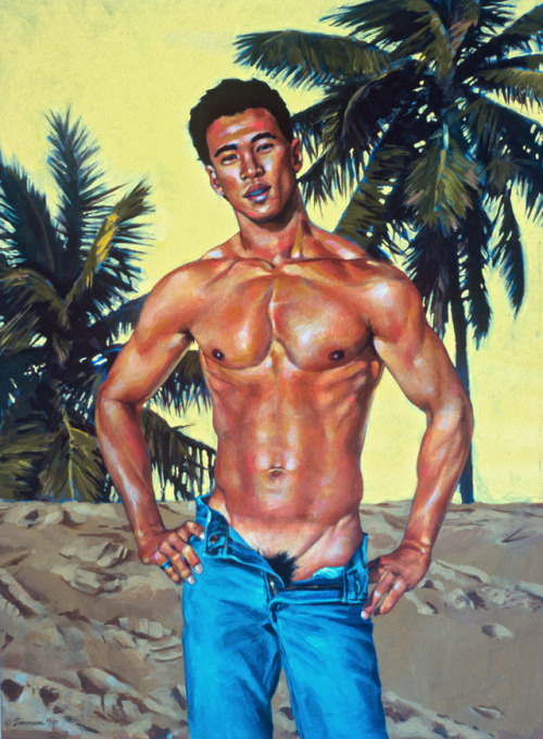 Duke’s Beach, an acrylic work I completed way back in 1987. The model was Curtis Lee and for s