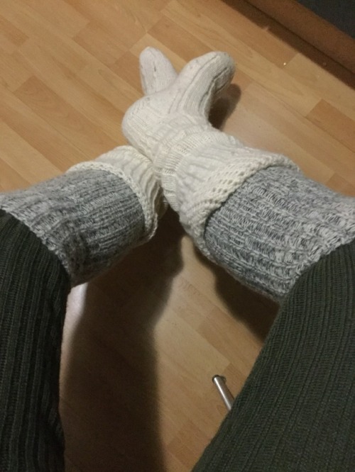 longthickwoolsocks:A thick wool army body suit with long thick grey socks and pulled down lomg thick