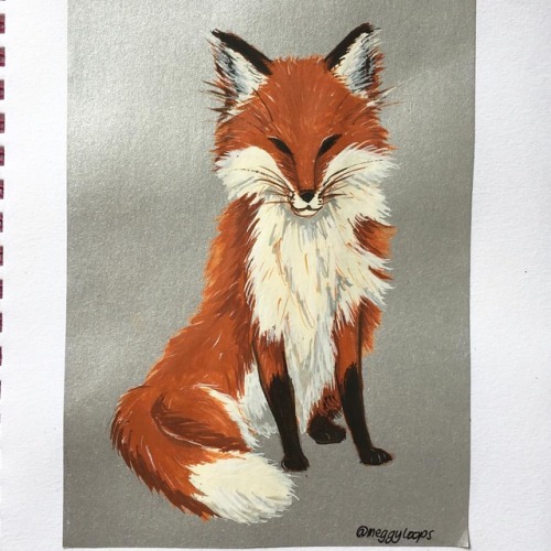 Attempt 2 at gouache, Wise Fox 2017