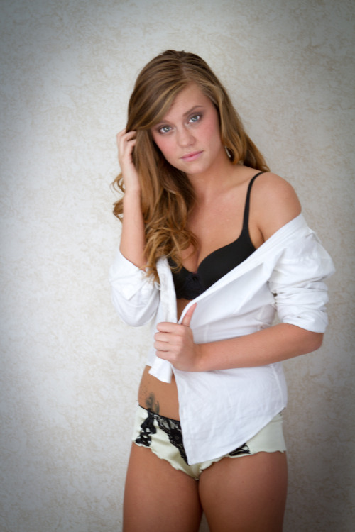 LeilaXO in a white button down and underwear adult photos