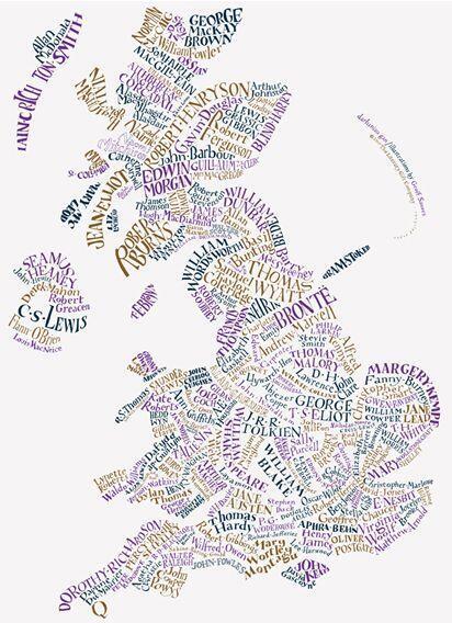 literary map of the UK, designed by Geoff Sawers and Bridget Hannigan.
