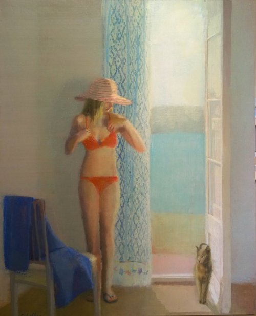 Vamos a la Playa  -    Alejandra Caballero Spanish,  b. 1974-Oil on canvas, 130 x 105 cm.