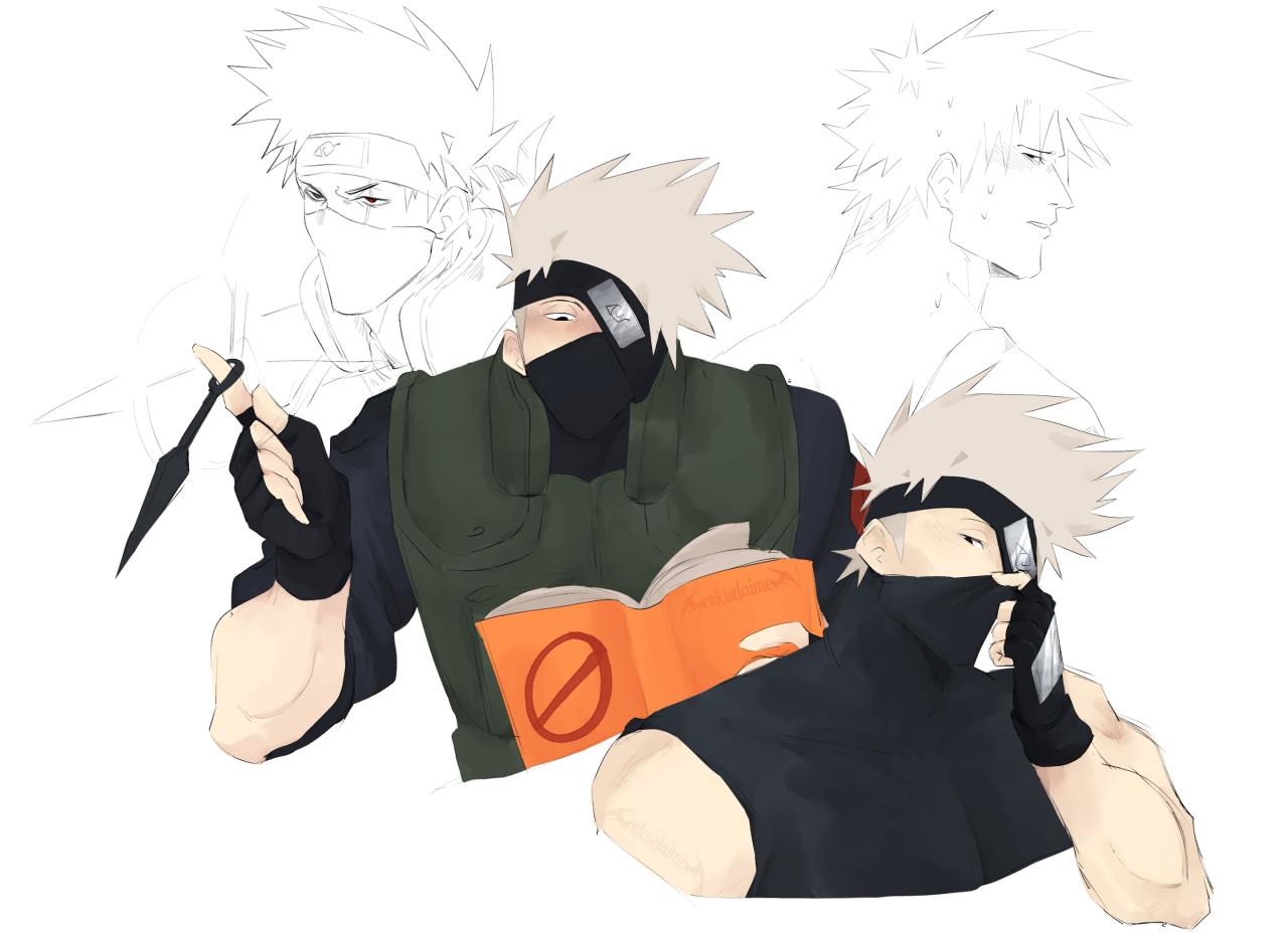 hatake kakashi and umino iruka (naruto and 1 more) drawn by