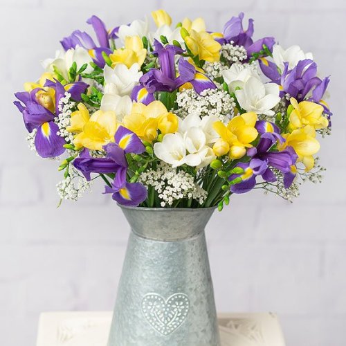 Lovely Iris & Freesia Bouquet by popular online florist, Bunches This fragrant and colourful arr
