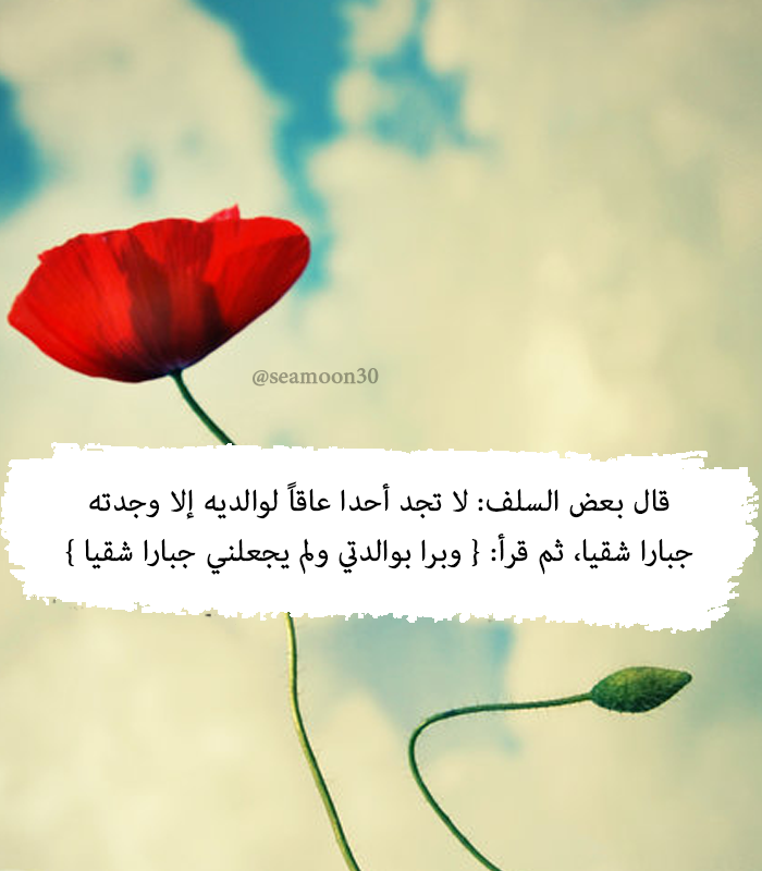 seamoon30:  قال بعض السلف: لا تجد أحدا عاقاً لوالديه