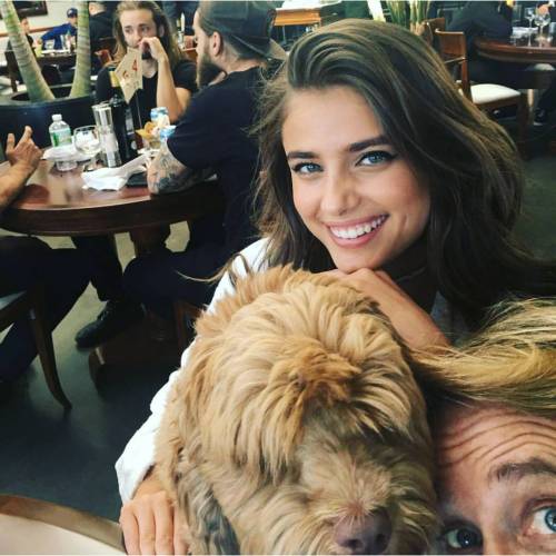 Taylor Hill with her dog Tate, and Russell James | October 15, 2016