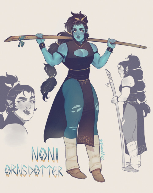 vimeddiart:New dnd babes! Noni, my half-orc monk daughter, and Apolion, my sun elf fighter (who Noni