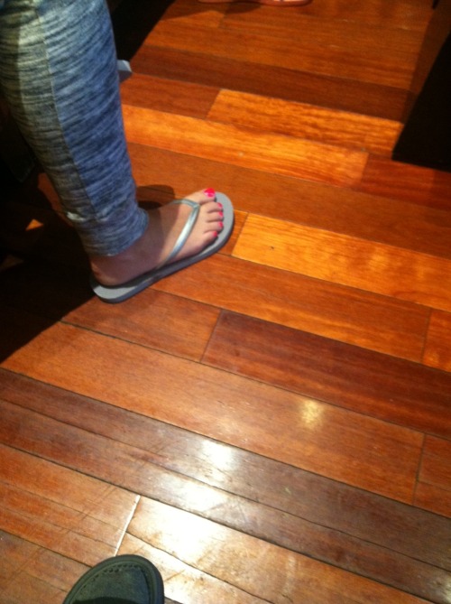 nosocksallowedhere: Wife’s cousin who loves taking care of her feet. Hotel lobby the morning after a