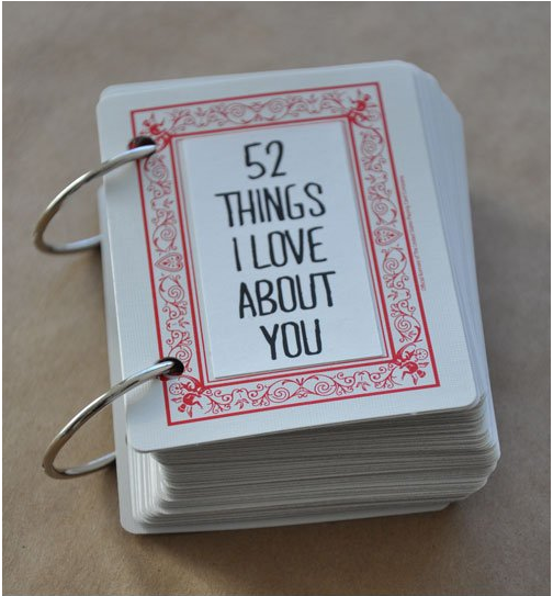  Card Deck Love Notes (x)This is super cute. Punch holes in a deck of cards (which