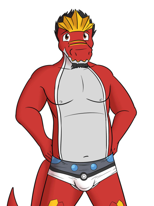 Anthro Tyrantrum Pin upNerds come in all shapes and sizes, even big guys can be nerdy.  Though, what these guys have in common is a taste for flashly looking undies, even though no one would normally see them.