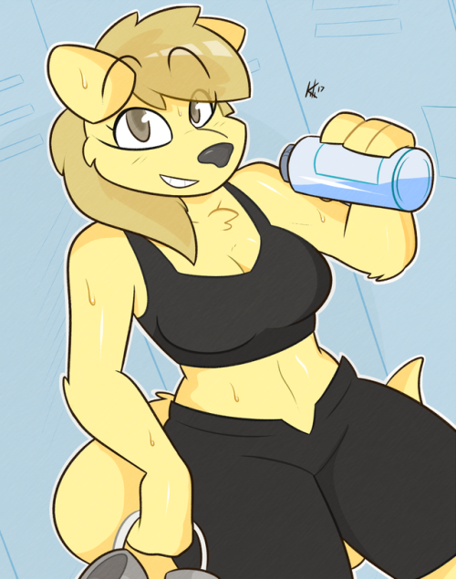 kilinah: Fitness sesh’  Art trade with Scottytheman on FA of his adorable character Ally!