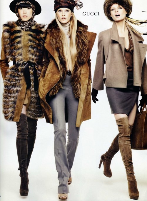 Tao Okamoto and Patricia Van der Vliet in Gucci Thigh High Boots. Vogue Nippon, 08.2010.