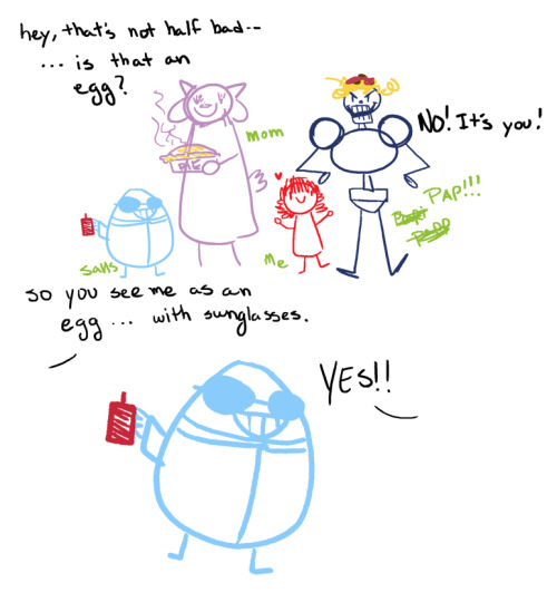 undertale-fanart:  pig-demon:  get it. like. a dozen of eggs?bonus, excited dunkle sans tells mom about baby’s first pun:  Awwwwhhh 