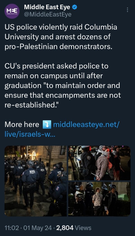 ALL OF THIS JUST BECAUSE THEY ARE PROTESTING TO STOP A GENOCIDE.