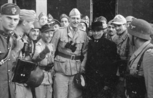 Otto Skorzeny with Benito Mussolini (September 12th,1943).Skorzeny led the Gran Sasso raid that resc
