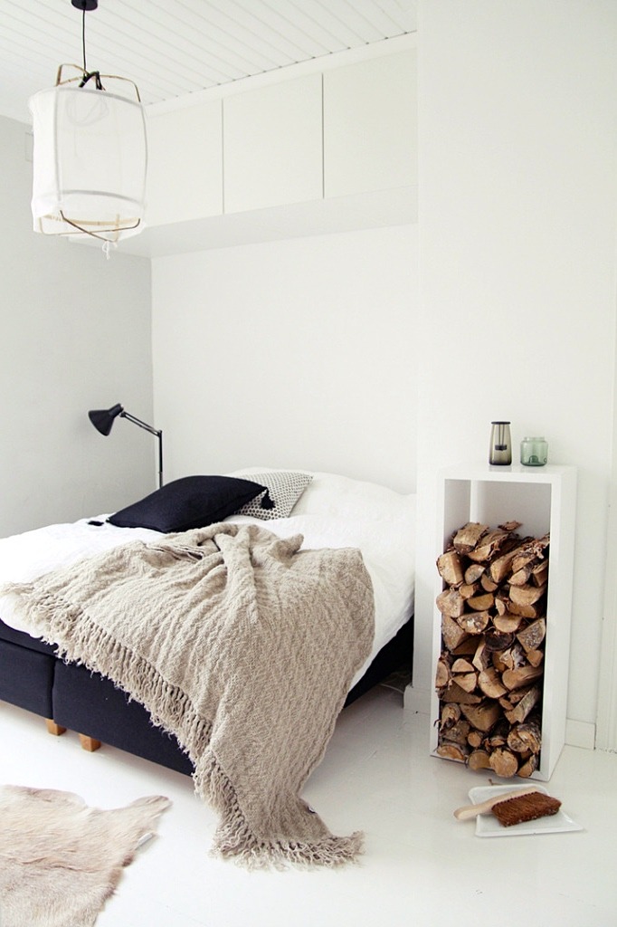 home-decor-universe:  robert-dcosta:  Bedroom with Firewood Shelf || © || Robert