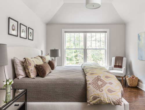 A master bedroom at a home in Wenham, MA for Kennerknect Design Group. 2015. 