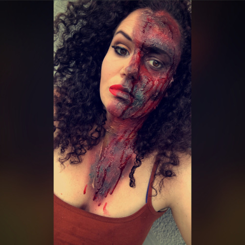Zombie? Burn victim? Really… just… not sure at this point #31daysofhalloween