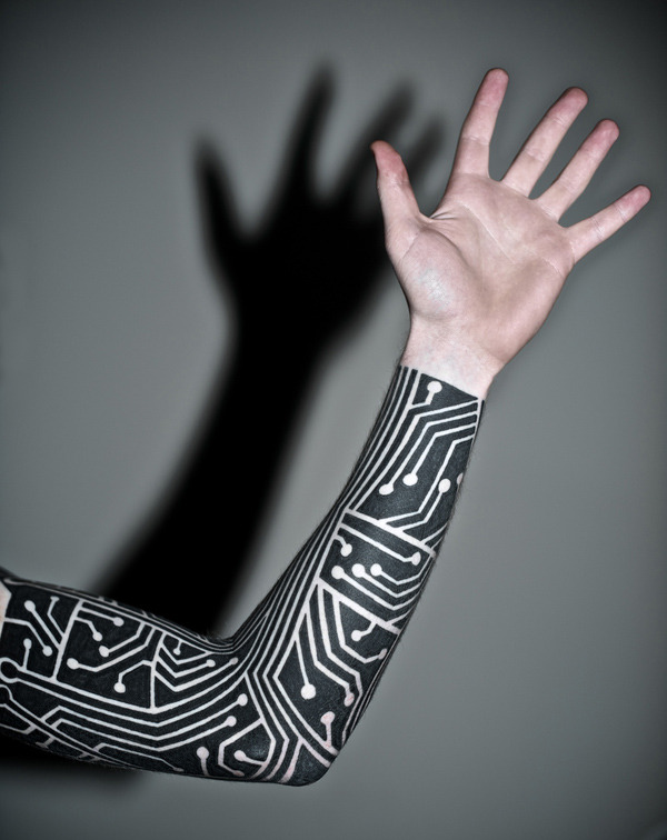 alittlepieceofuniverse:Futuristic, cyber and circuit tattoos IICheck out my another