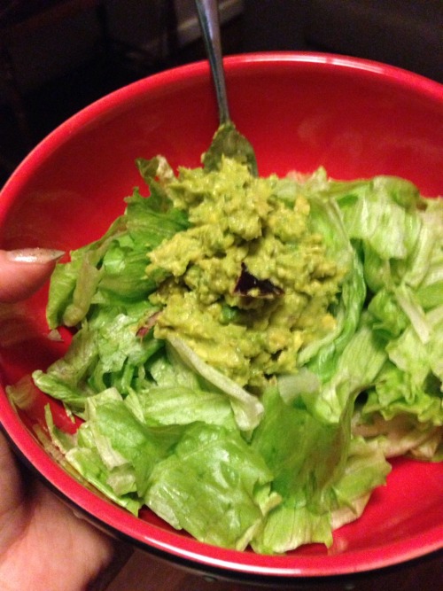 One of my favourite simple meals Lettuce with guacamole (avo, Lemmon juice, little but of onion)