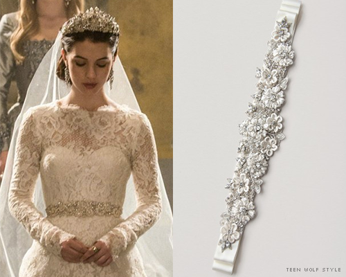 teenwolf-style:  What: Untamed Petals Holly Sash | 蹌 Where: Reign S01E13 ‘Consummation’ Worn with: Monqiue Lhuillier gown, Manolo Blahnik shoes, Paris by Debra Moreland crown and veil, Ben Amun earrings thank you burningletter-!