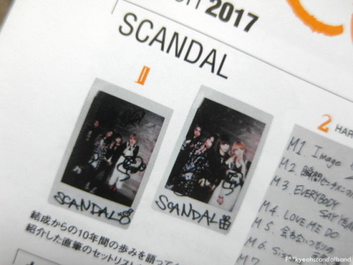 SCANDAL; in “GiGS” magazine, Mar 2017 issue - Original Set List SCANDAL creates their ow