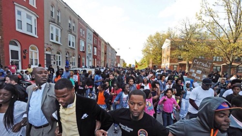 sugarmacaron:k-i-l-l-a-p-a-m:krxs10:PROTESTS ERUPT IN BALTIMORE OVER THE MURDER OF FREDDIE GRAY BY P