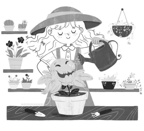 #Gardening goals!!! XD #illustration #blackandwhite #greyscale #illustrazione #childrenillustrator #