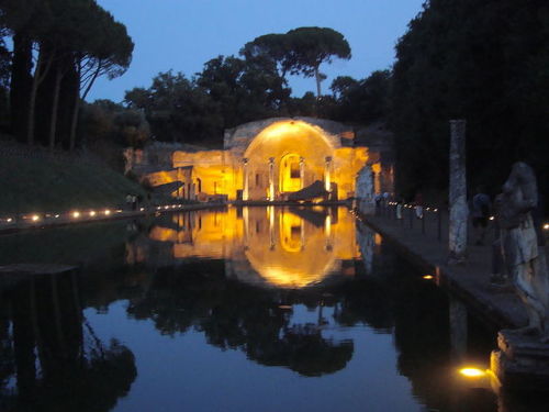 The Canopus at Night, Hadrian’s Villa, Tivoli, Italy. Photo by LPLT, 2010 via Wikimedia Commons (X).