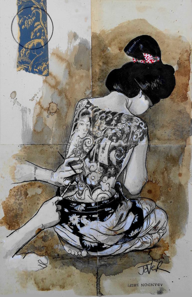 crossconnectmag:  Pen and ink drawings on vintage book paper by Loui Jover  Loui