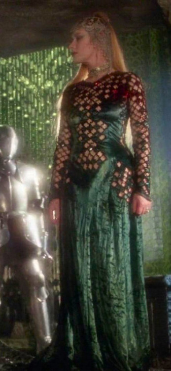 costumeloverz71: Morgana (Helen Mirren) Red cutout dress… Excalibur (1981).. Costume by Bob Ringwood