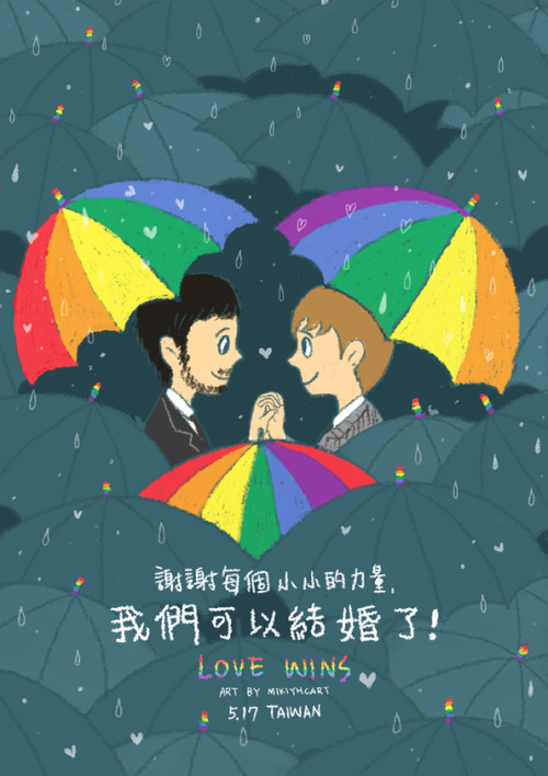 mikiyhcart: This is an important day to me, to my country Taiwan! Today same-sex marriage is fi