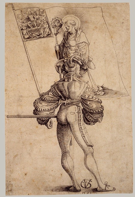 “A Mercenary Holding the Banner of the Canton Glarus” by Urs Graf;Swiss, 1521