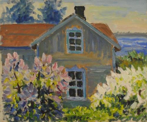 House gable    -     Eva Törnwall-Collin Finnish, 1896-1982Oil on canvas, 46 x 55 cm