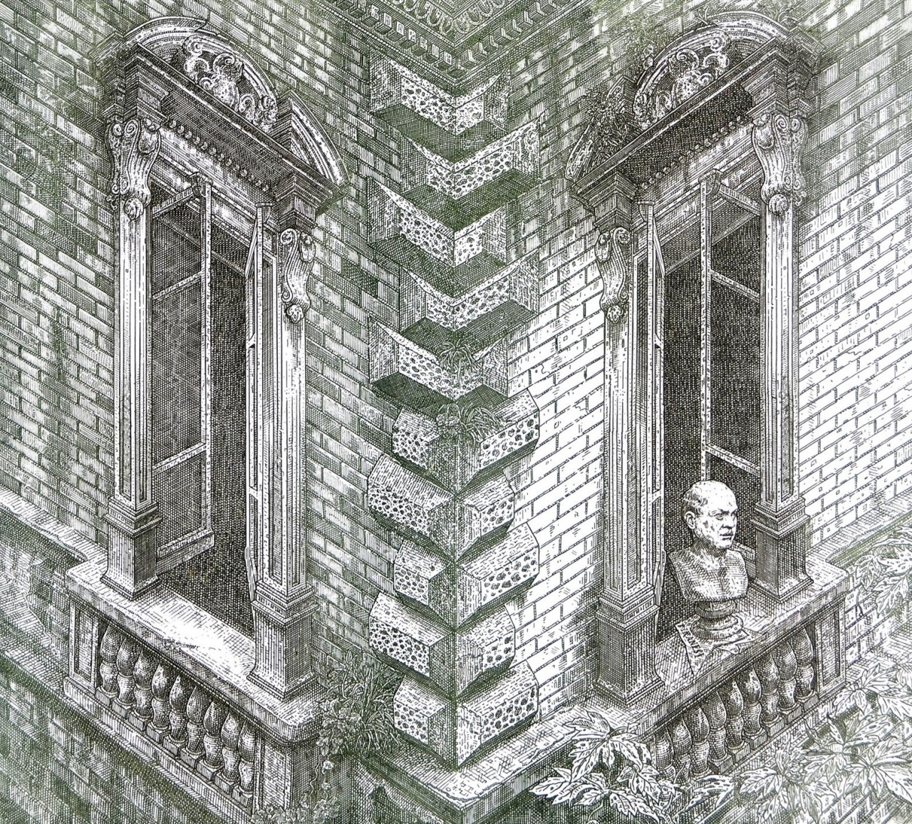 István Orosz — Piranesi in Budapest (etching, 1990)