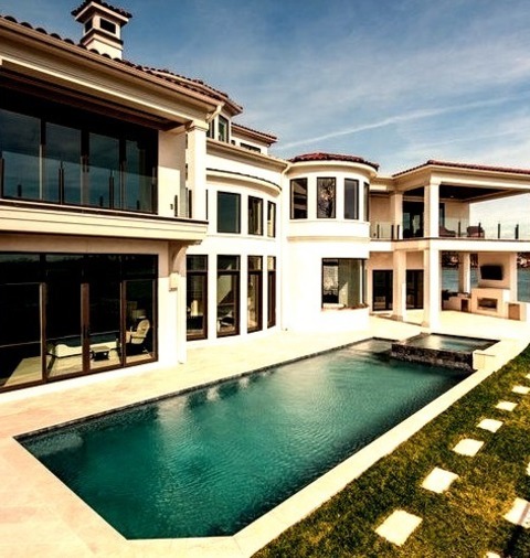 Lap In CharlotteInspiration For A Huge Mediterranean Backyard Stone And Rectangular Lap Hot Tub Remodel