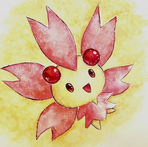 megarayguaza:watercolor cherrim requested by pokemon-global-academy.I tried to make it extra pretty 