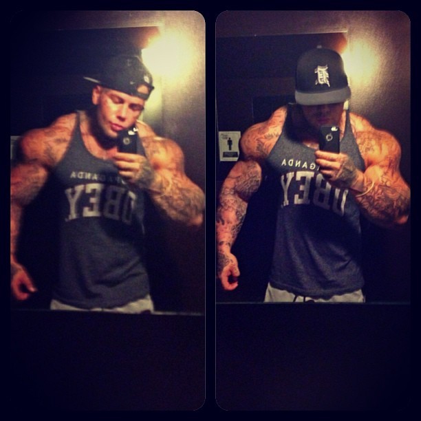 bigjoetex:  Here’s Michael another one of those good looking, overly tattooed muscled-up