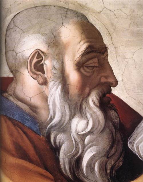 The Prophet Zechariah (detail from the ceiling of the Sistine Chapel), Michelangelo, 1509