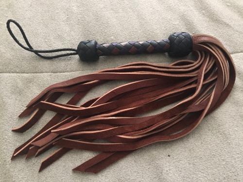 For Christmas I bought my wife “His” and “Hers” floggers.This is the “his” model, a moose hide numbe