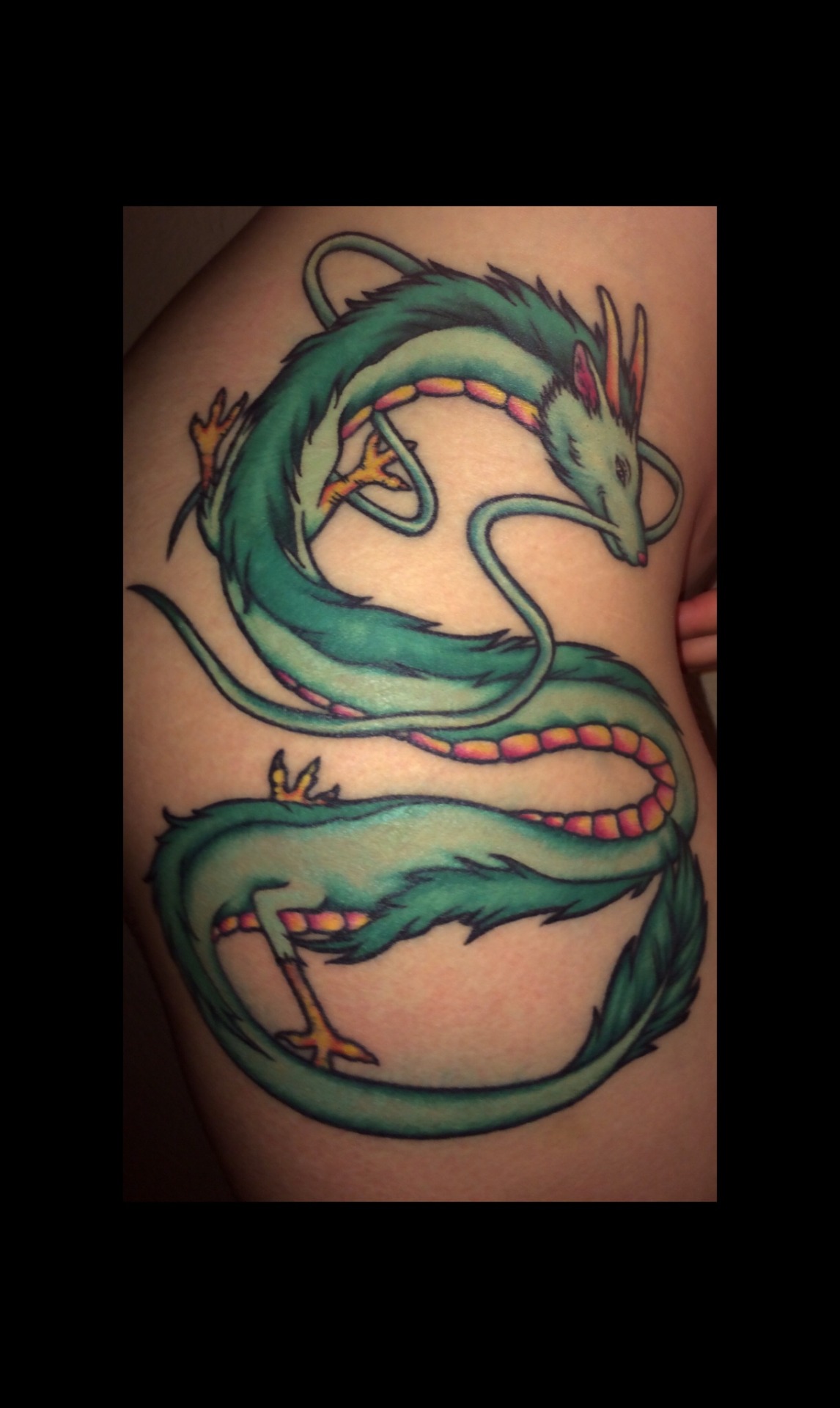 fuckyeahtattoos:  Haku from Spirited Away  Artist: Kelly McEvoy at Royal Syndicate