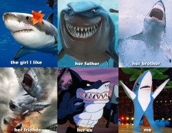 tastefullyoffensive:  Shark romance is hard.
