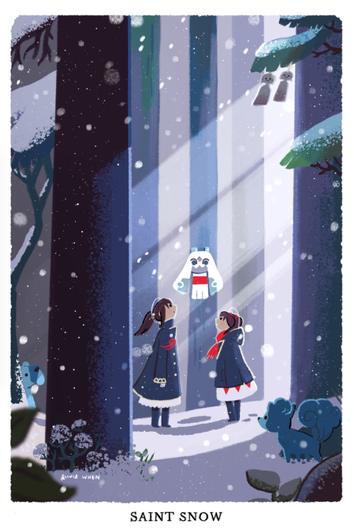 The Saint Snow pieces I did for the Love Live x Pokemon zine! I’m so happy these good rivals got mor