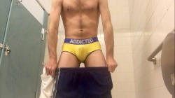 somewetguy:  Piss soaking some yellow briefs