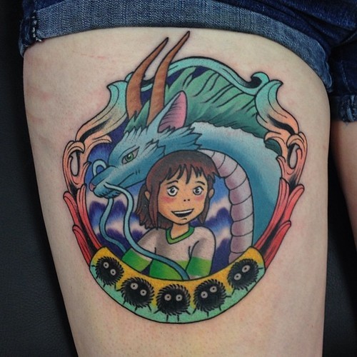 fuckyeahtattoos:  So, I’m super happy with my new Spirited Away tattoo done at Black Cobra Tattoos by Katie McGowan. This was my favorite movie as a kid (and still is a favorite now) and I’m so happy to have a reminder of it on me always. 