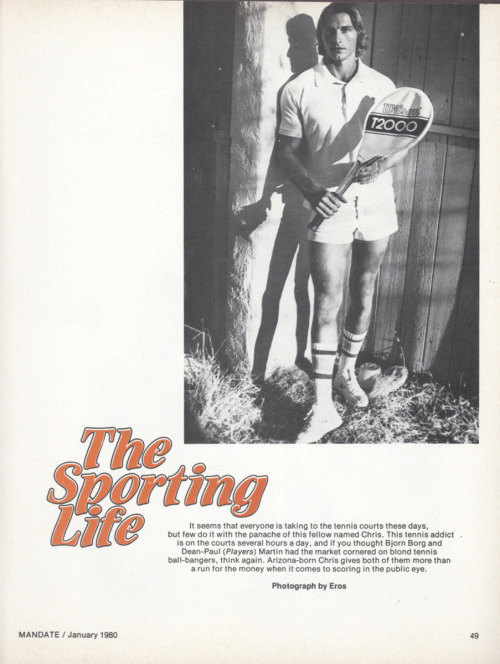 From MANDATE (Jan 1980) Photo series called &ldquo;The Sporting Life&rdquo; photo by Eros