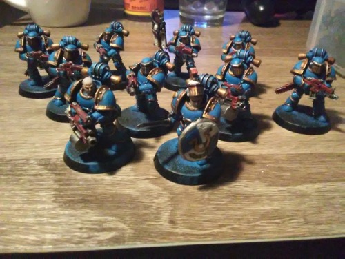 Finished up a squad of Ultramarines veteran legionaries (still need transfers) and also the sgts of 